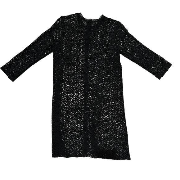 Zara See through Lace Crotchet Mini Shift Dress LBD - Picture 2 of 3